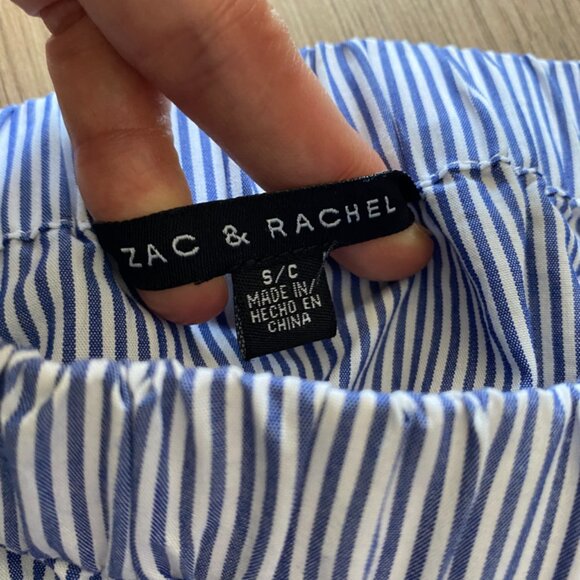 Zac & Rachel Off-the-Shoulder Blue Striped Blouse - Picture 3 of 10